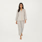2-Piece Set Long Sleeve Button-Up Pajama Top with Matching Relaxed Fit Printed Pants