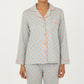 2-Piece Set Long Sleeve Button-Up Pajama Top with Matching Relaxed Fit Printed Pants