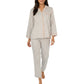2-Piece Set Long Sleeve Button-Up Pajama Top with Matching Relaxed Fit Printed Pants