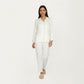 2-Piece Set Long Sleeve Button Front Pajama Top with Contrast Piping and Relaxed Fit Pants