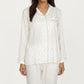 2-Piece Set Long Sleeve Button Front Pajama Top with Contrast Piping and Relaxed Fit Pants