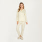 2-Piece Set Button Front Pajama Top with Ruffled Collar and Relaxed Fit Pants
