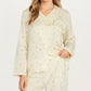 2-Piece Set Button Front Pajama Top with Ruffled Collar and Relaxed Fit Pants
