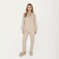 2-Piece Set Button Front Pajama Top with Contrast Piping and Relaxed Fit Pants