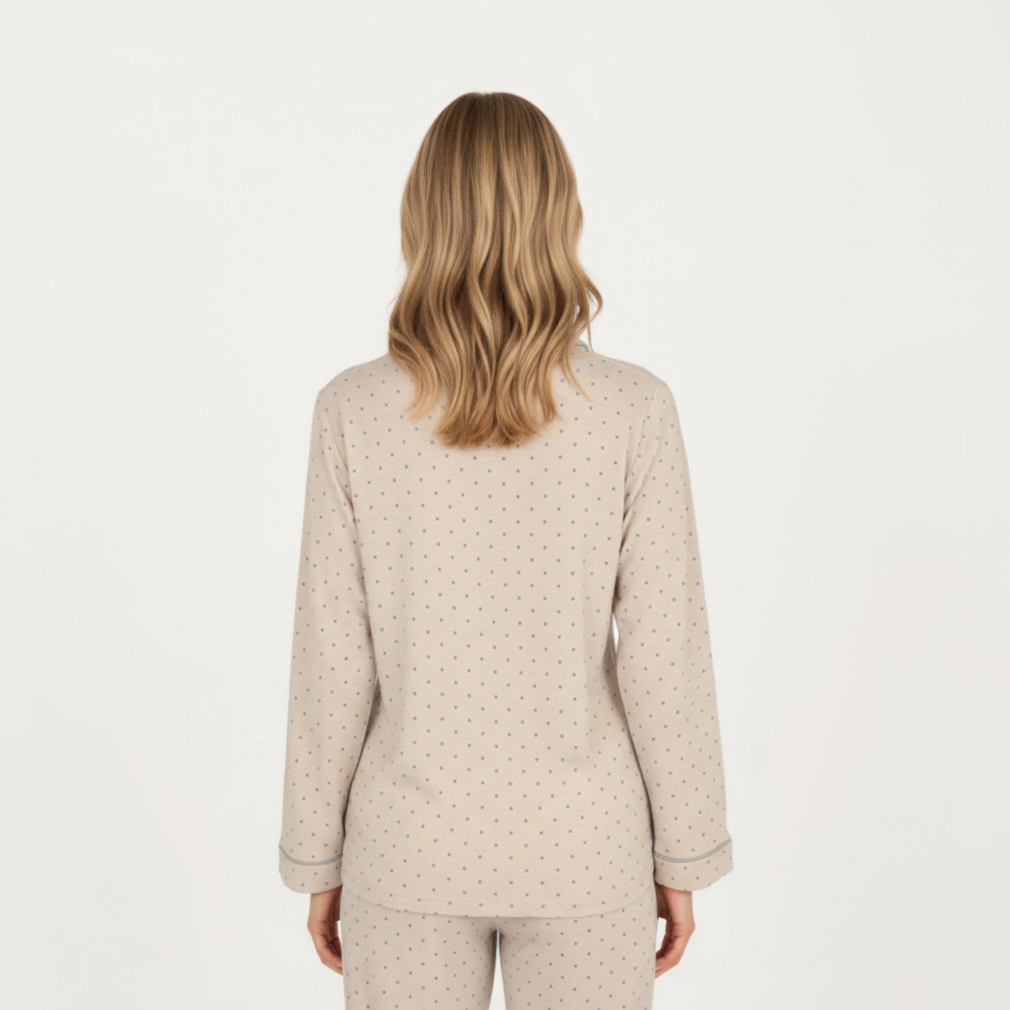 2-Piece Set Button Front Pajama Top with Contrast Piping and Relaxed Fit Pants