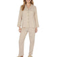 2-Piece Set Button Front Pajama Top with Contrast Piping and Relaxed Fit Pants