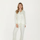 2-Piece Set Button Front Pajama Top with Contrast Piping and Relaxed Fit Pants