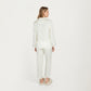 2-Piece Set Button Front Pajama Top with Contrast Piping and Relaxed Fit Pants