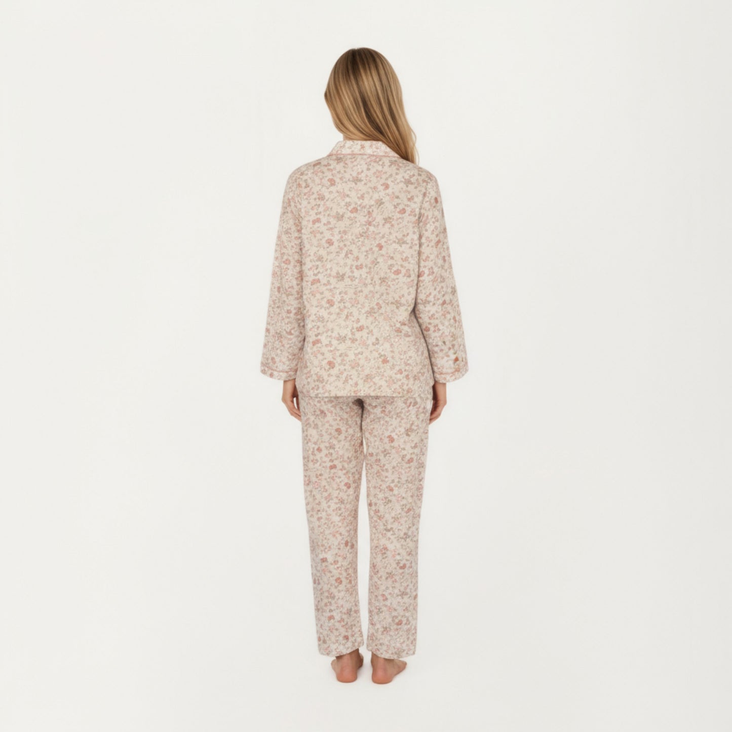 2-Piece Set Button Front Floral Print Pajama Top with Notched Collar and Relaxed Pants