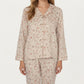 2-Piece Set Button Front Floral Print Pajama Top with Notched Collar and Relaxed Pants