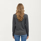 Long Sleeve Waffle Knit Top with Notch V-Neckline and Relaxed Fit