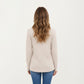 Long Sleeve Waffle Knit Top with Notch V-Neckline and Relaxed Fit