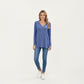 Long Sleeve V-Neck Knit Top with Curved Hem and Relaxed Fit