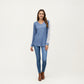 Long Sleeve V-Neck Knit Top with Lace Trim Detailing on Sleeves