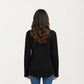 Long Sleeve Ribbed Knit Top with Button Front Detail and Curved Hem