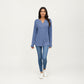 Long Sleeve Ribbed Knit Top with Button Front Detail and Curved Hem