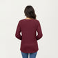 Long Sleeve Ribbed Knit Top with Button Front Detail and Curved Hem