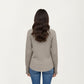 Long Sleeve Ribbed Knit Top with Button Front Detail and Curved Hem