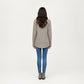 Long Sleeve Ribbed Knit Top with Button Front Detail and Curved Hem