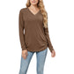 Long Sleeve V-Neck Top with Ruched Side Detailing
