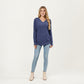 Long Sleeve V-Neck Top with Ruched Side Detailing