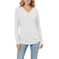 Long Sleeve V-Neck Top with Ruched Side Detailing