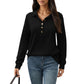 Collared Long Sleeve Button-Up Top with Textured Knit Design