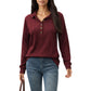 Collared Long Sleeve Button-Up Top with Textured Knit Design