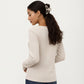 Long Sleeve Button-Front Scoop Neck Top with Textured Knit Design