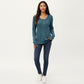 Long Sleeve Button-Front Scoop Neck Top with Textured Knit Design