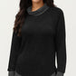 Long Sleeve Cowl Neck Top with Contrast Cuffs and Hem