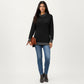 Long Sleeve Cowl Neck Top with Contrast Cuffs and Hem