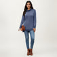 Long Sleeve Cowl Neck Top with Contrast Cuffs and Hem