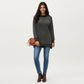 Long Sleeve Cowl Neck Top with Contrast Cuffs and Hem