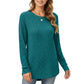 Long Sleeve Ribbed Knit Top with Rounded Hem and Relaxed Fit