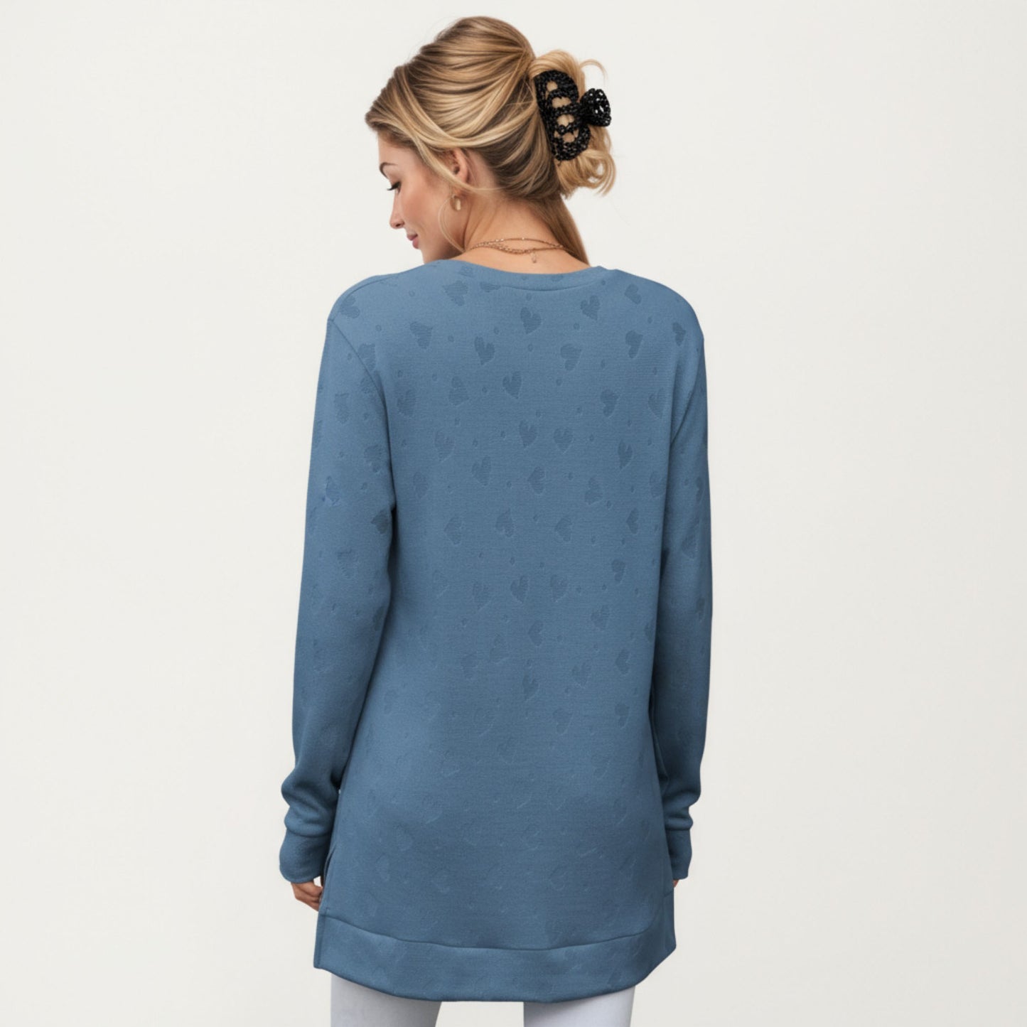Long Sleeve Oversized Pullover Top with High-Low Hem and Relaxed Fit