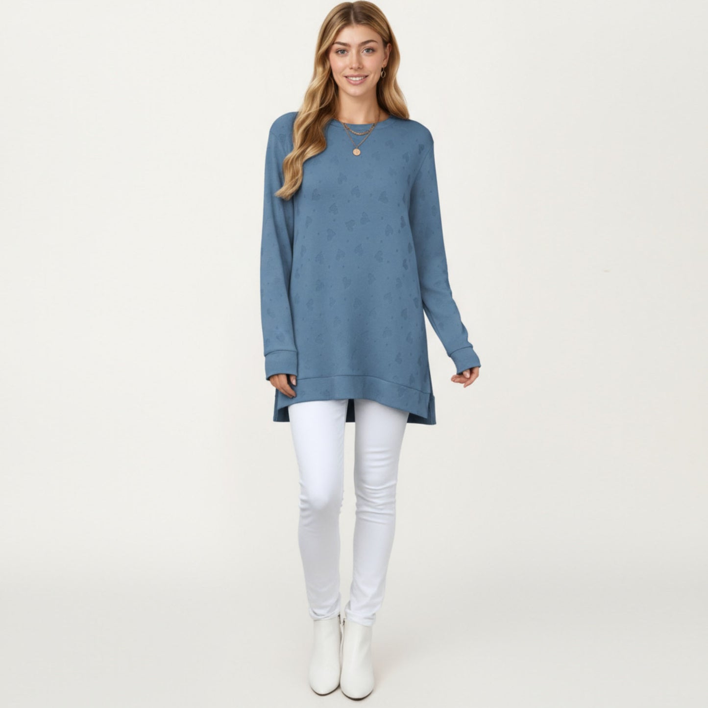 Long Sleeve Oversized Pullover Top with High-Low Hem and Relaxed Fit