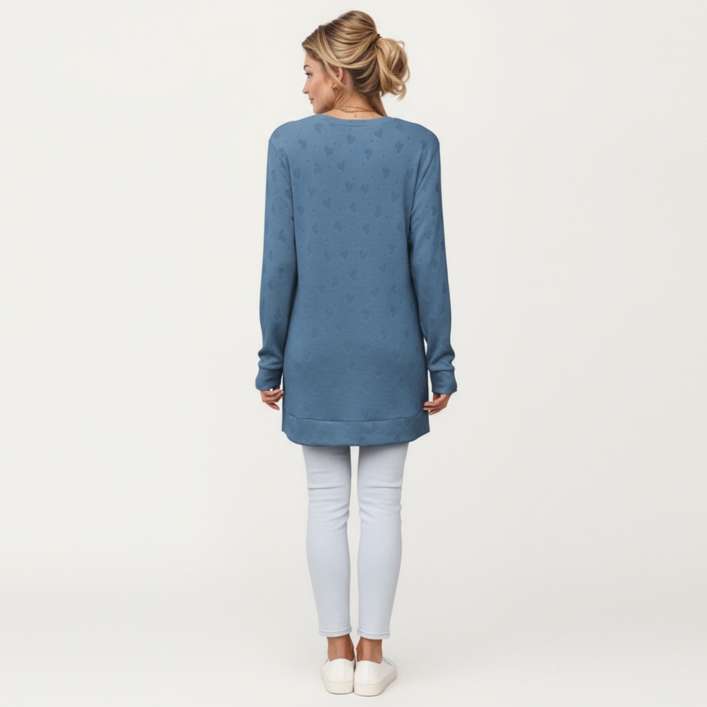 Long Sleeve Oversized Pullover Top with High-Low Hem and Relaxed Fit