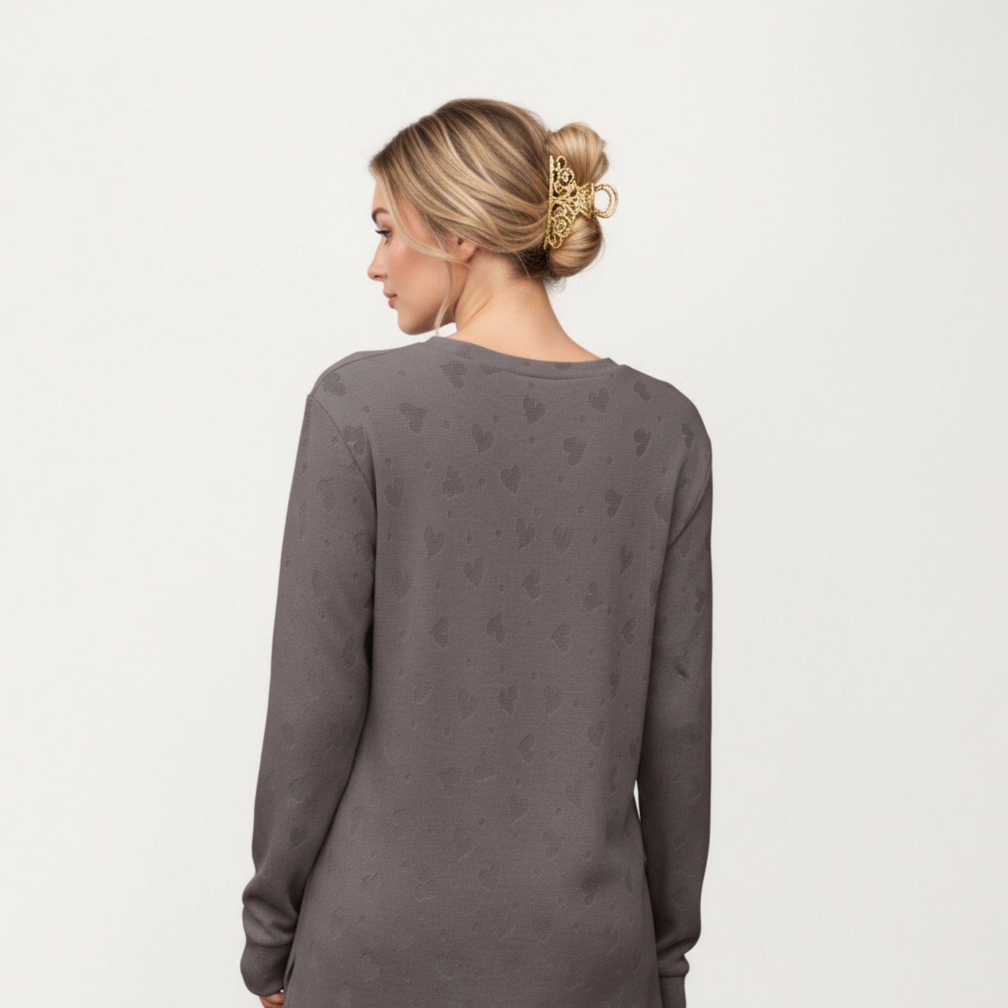 Long Sleeve Oversized Pullover Top with High-Low Hem and Relaxed Fit