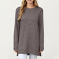 Long Sleeve Oversized Pullover Top with High-Low Hem and Relaxed Fit