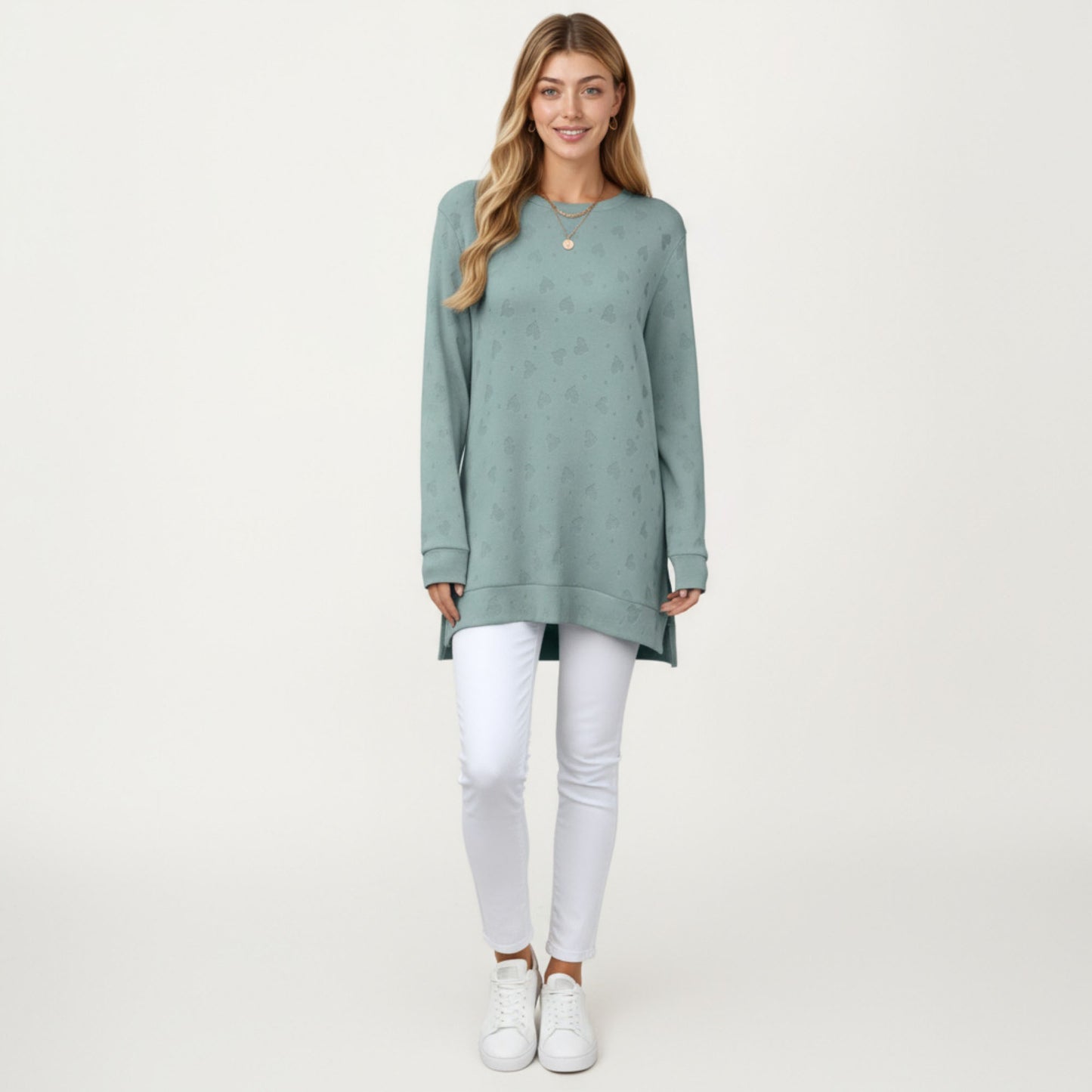 Long Sleeve Oversized Pullover Top with High-Low Hem and Relaxed Fit