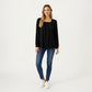 Long Sleeve Square Neck Top with Front Pleat Detailing and Relaxed Fit