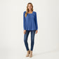Long Sleeve Square Neck Top with Front Pleat Detailing and Relaxed Fit