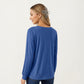 Long Sleeve Square Neck Top with Front Pleat Detailing and Relaxed Fit