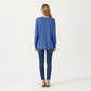 Long Sleeve Square Neck Top with Front Pleat Detailing and Relaxed Fit