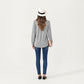 Long Sleeve Square Neck Top with Front Pleat Detailing and Relaxed Fit
