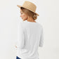 Long Sleeve Square Neck Top with Front Pleat Detailing and Relaxed Fit