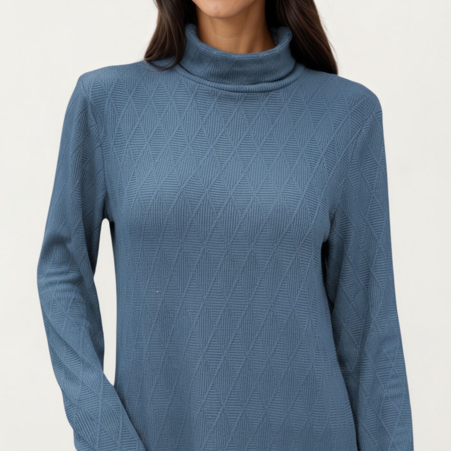 Long Sleeve Collared Knit Top with Subtle Textured Pattern and Relaxed Fit