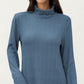 Long Sleeve Collared Knit Top with Subtle Textured Pattern and Relaxed Fit