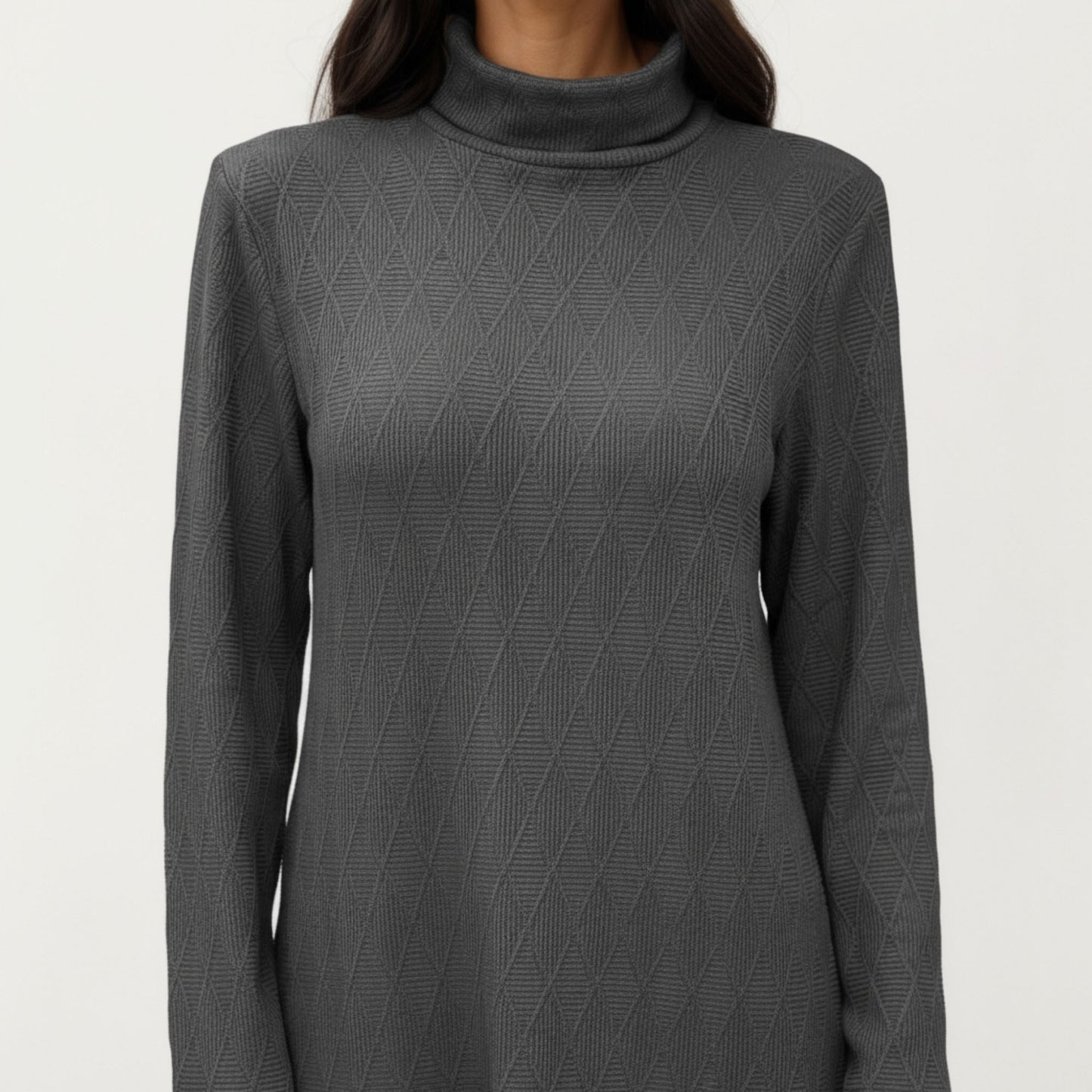 Long Sleeve Collared Knit Top with Subtle Textured Pattern and Relaxed Fit